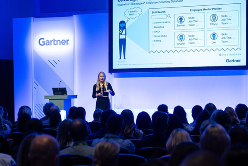 Speaker presenting to an audience at the Gartner CSO &amp; Sales Leader Conference