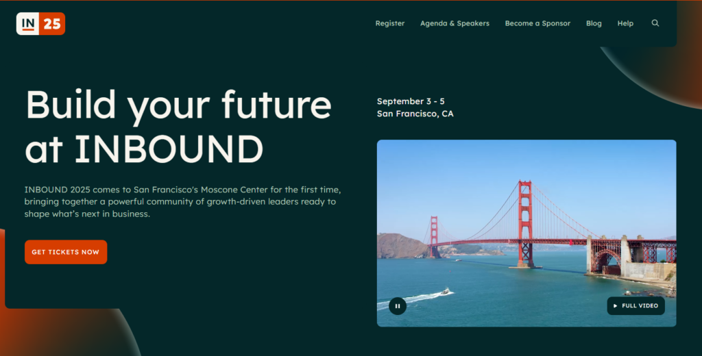 landing page screenshot of INBOUND 2025