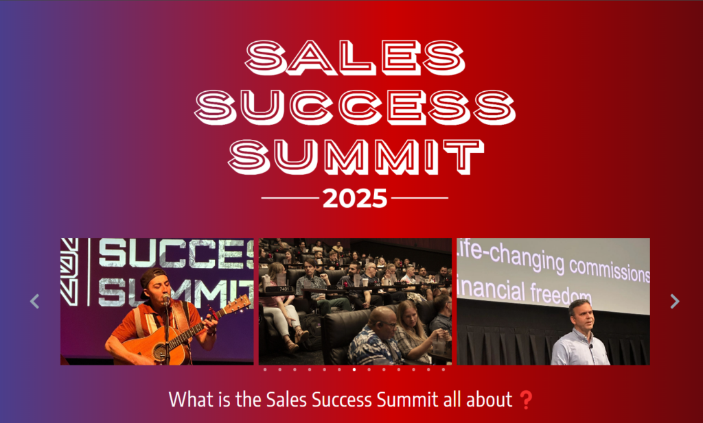 Sales Success Summit landing page screenshot
