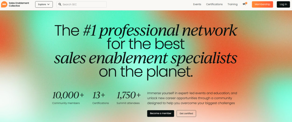 Page d’accueil de Sales Enablement Collective