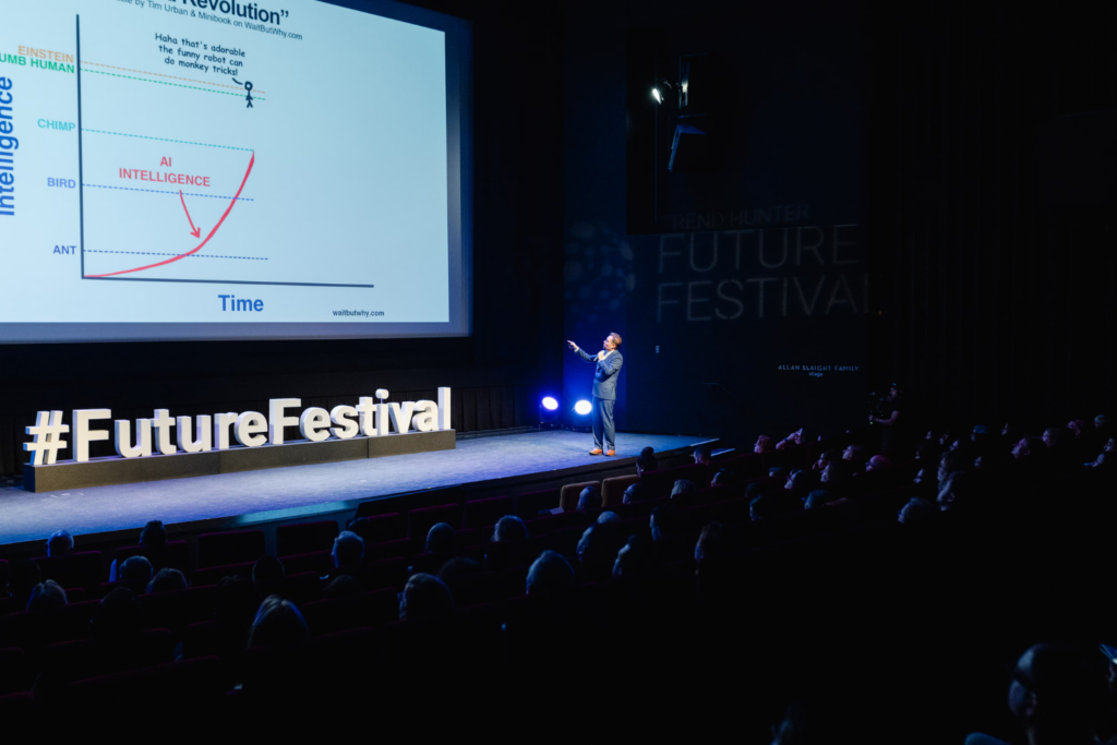 Speaker presenting on the stage off the 2025 Future Festival