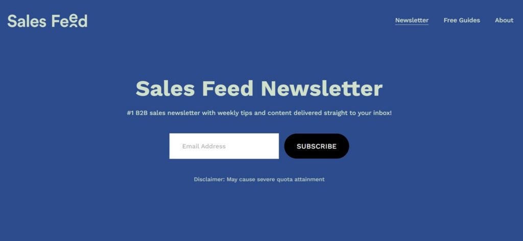 Schermafbeelding van de Sales Feed-nieuwsbrief