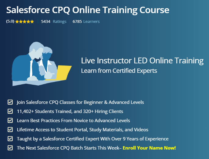 Salesforce CPQ Online Training Course website screenshot