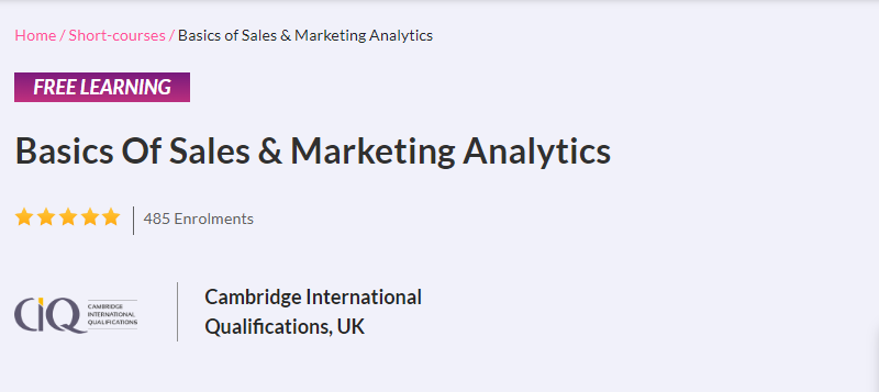 Basics of Sales & Marketing Analytics course