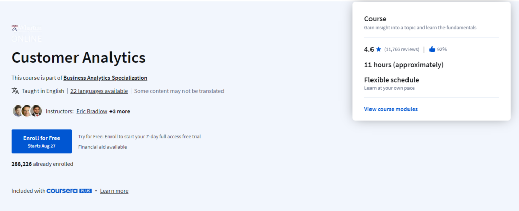 Customer Analytics website screenshot