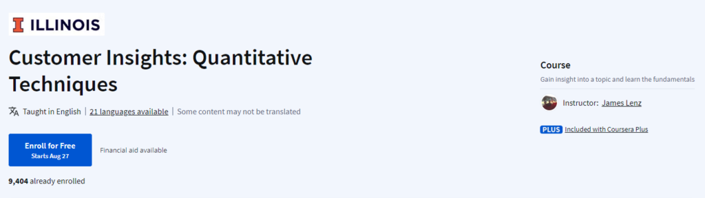Customer Insights: Quantitative Techniques website screenshot
