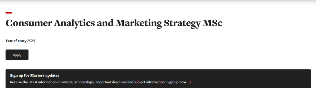 Consumer Analytics and Marketing Strategy MSc website screenshot