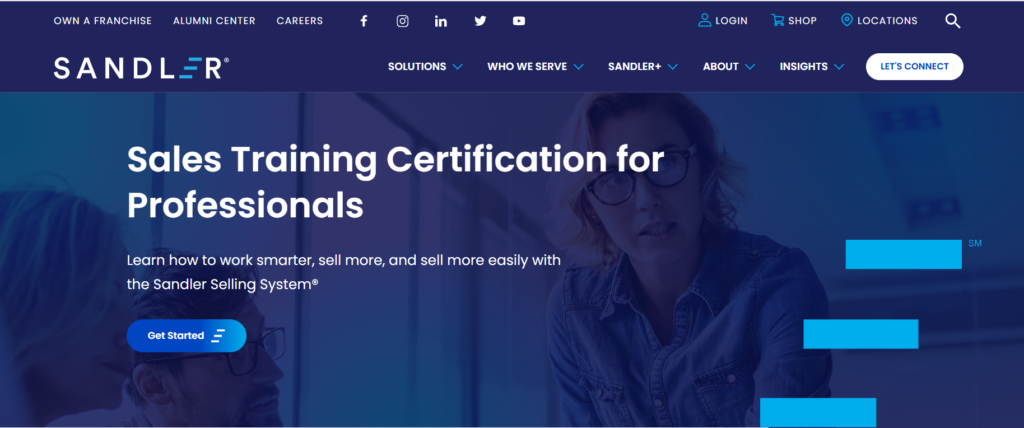 Screenshot of the Sales Training Certification for Professionals course page