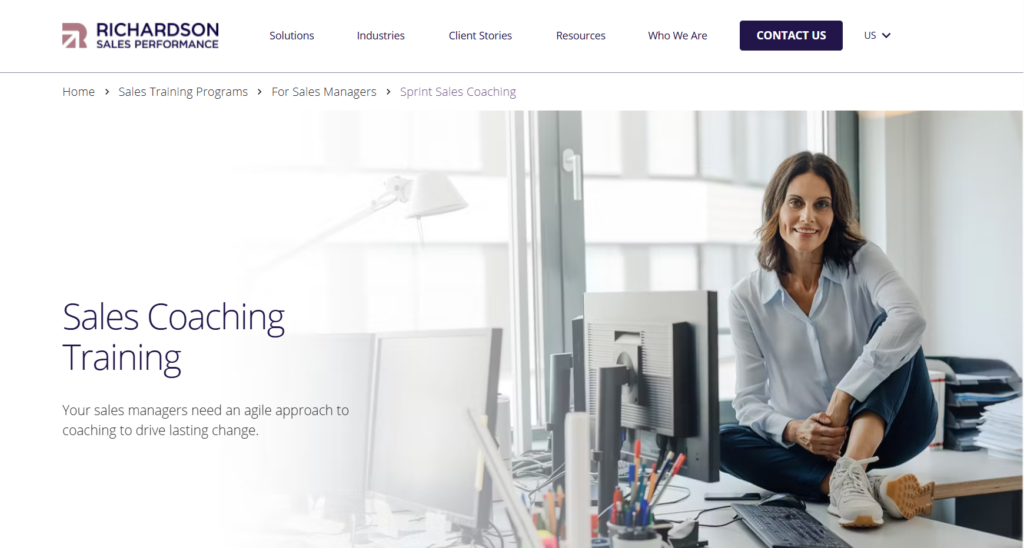 Screenshot of the Sales Coaching Training course website