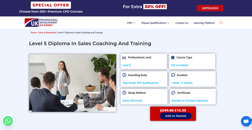 The Level 5 Diploma in Sales Coaching and Training courses screenshot