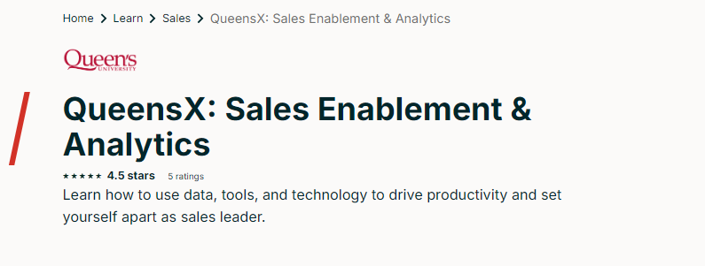Sales Enablement & Analytics course landing page