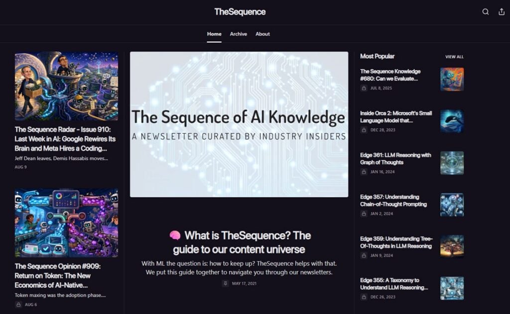 Schermafbeelding van de webpagina van TheSequence