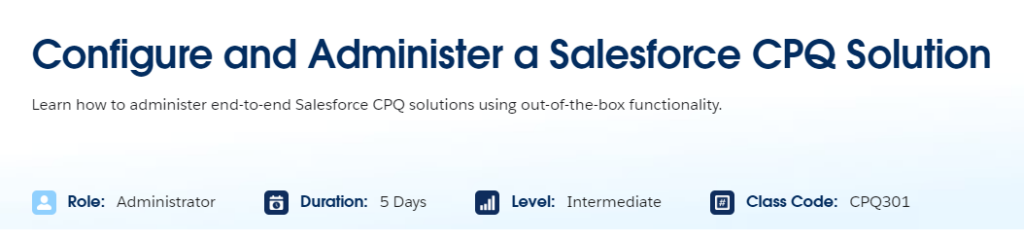 Configure and Administer a Salesforce CPQ Solution website screenshot