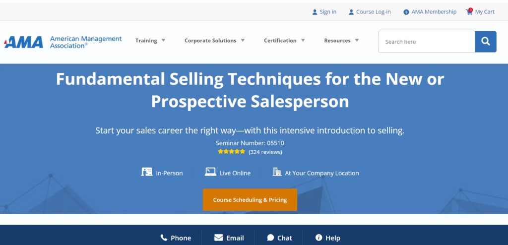 Fundamental Selling Techniques for the New or Prospective Salesperson course page screenshot