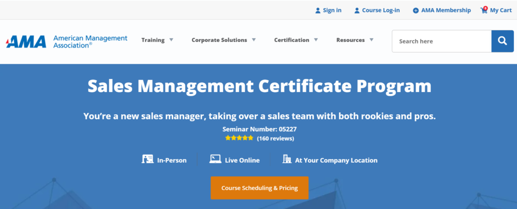 Sales Management Certificate Program, a sales leadership course