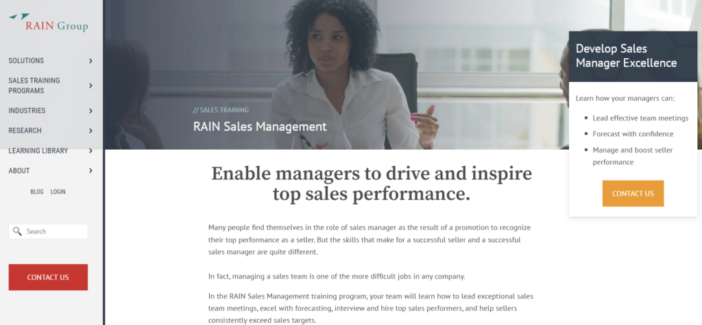 RAIN Sales Management, a sales leadership course