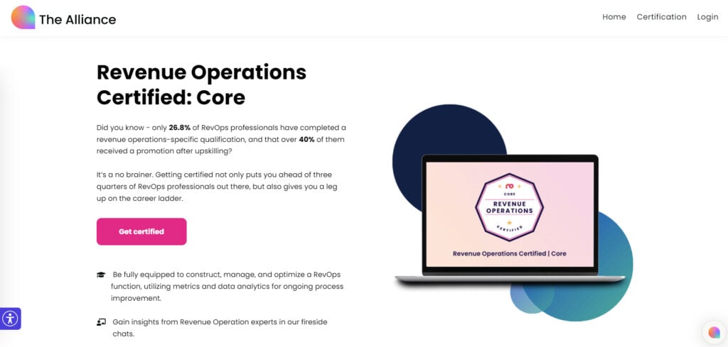 Revenue Operations Certified: Core website screnshot