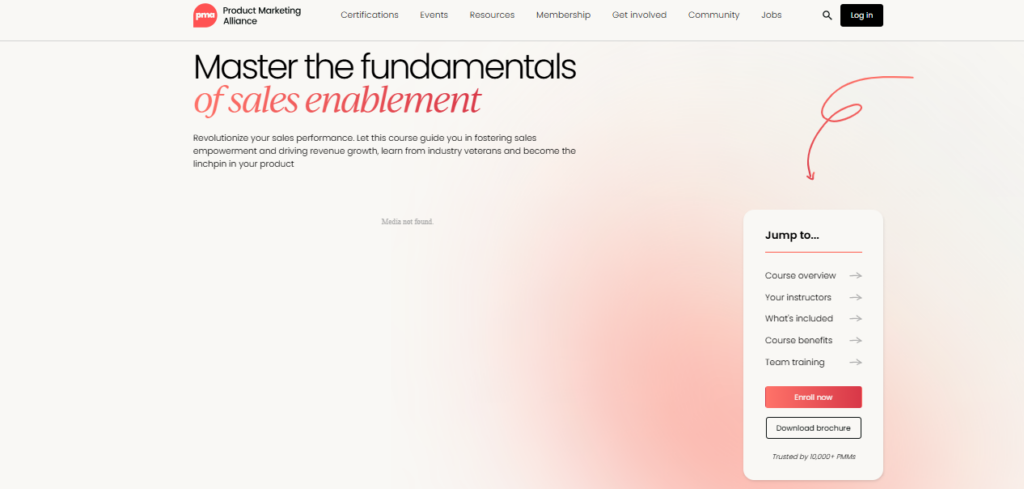 Sales Enablement Fundamentals Certification and Training landing page