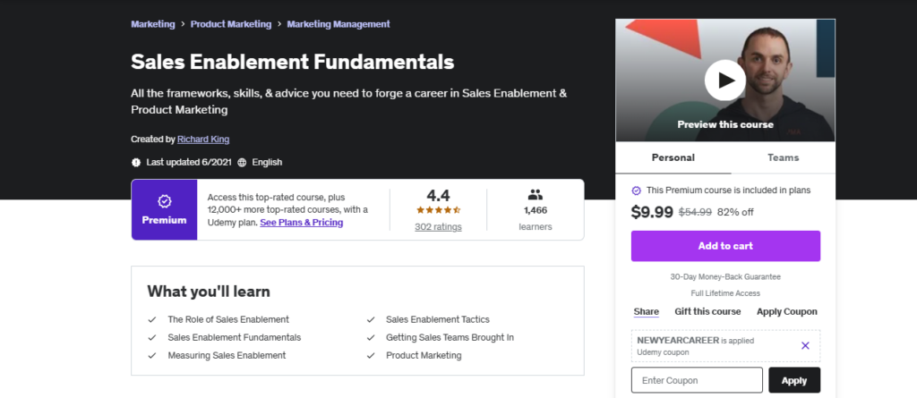 Sales Enablement Fundamentals landing page