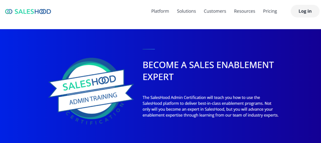 SalesHood Admin Certification, a sales enablement certification
