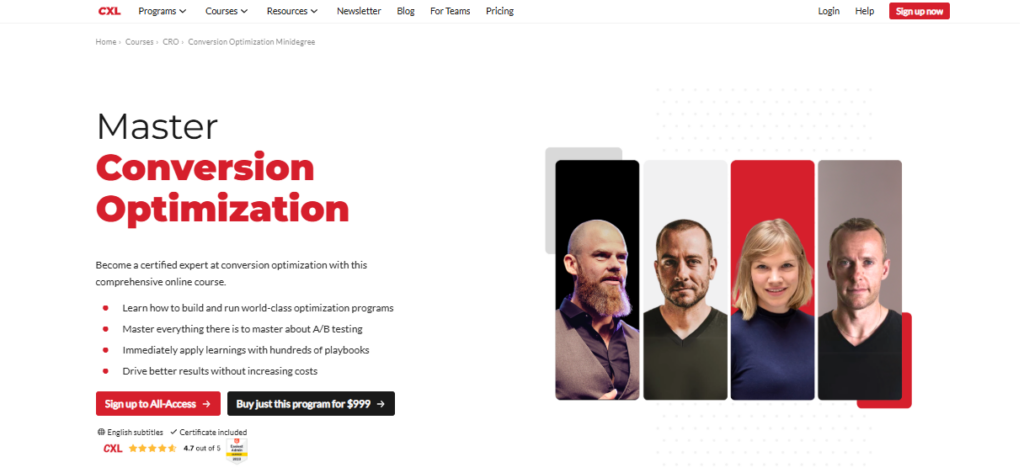 A screenshot of the CRO Certification Training landing page