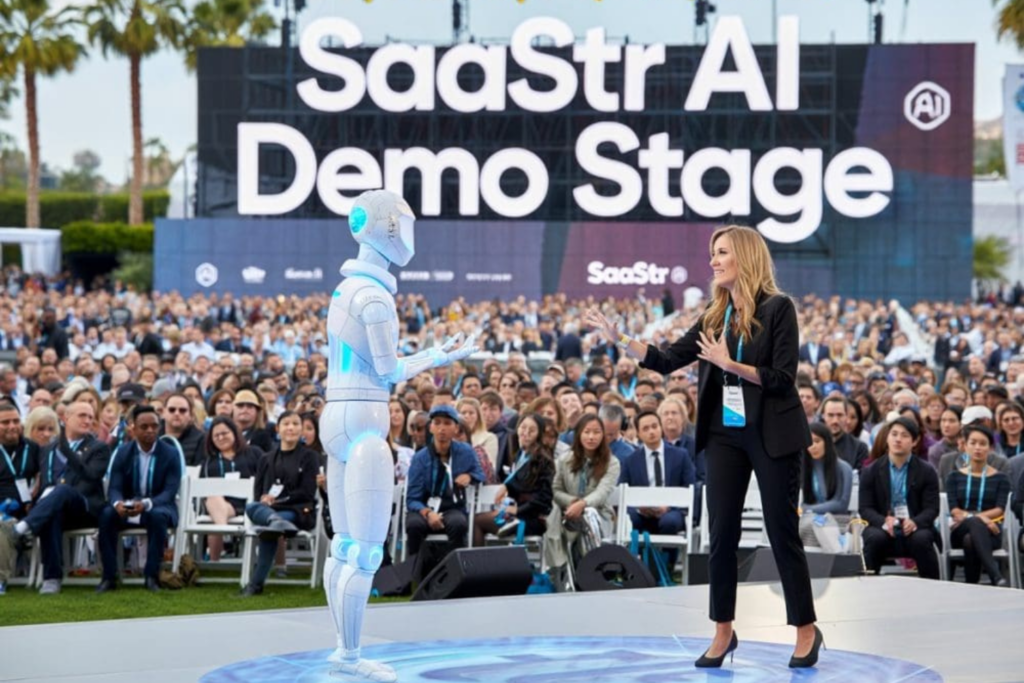 Speaker at the SaaStr AI Annual 2025 demo stage