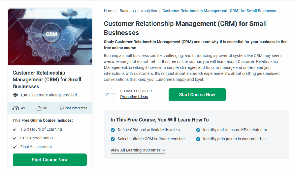 Customer Relationship Management (CRM) for Small Businesses course