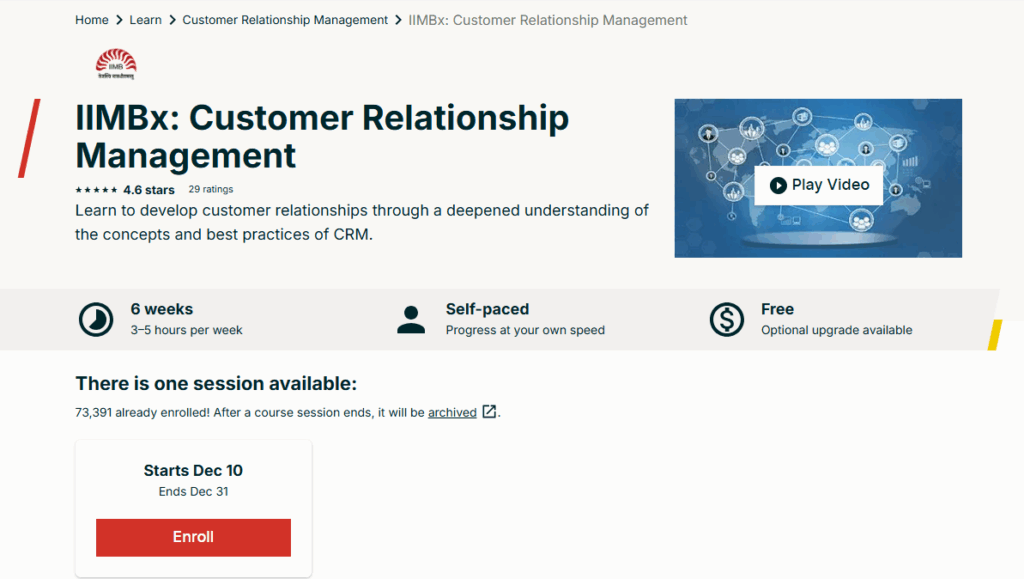 edx IIMBx: Customer Relationship Management course
