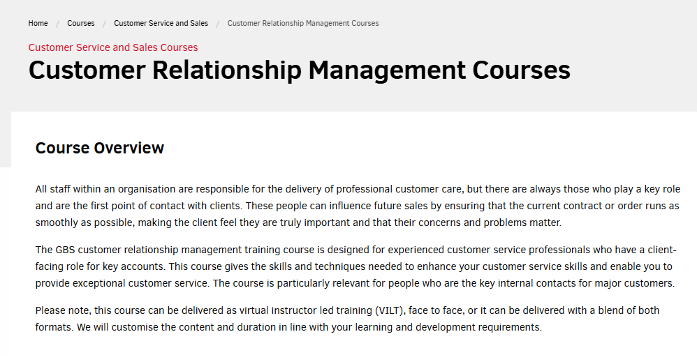 Customer Relationship Management Course