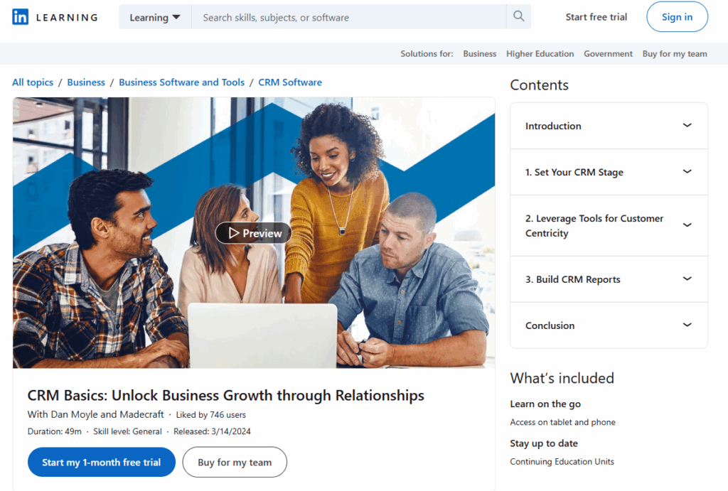 LinkedIn Learning CRM Basics: Unlock Business Growth through Relationships course