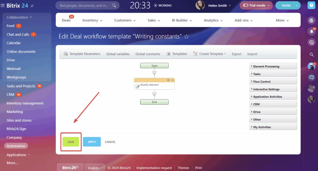 Bitrix24 onboarding dashboard screenshot