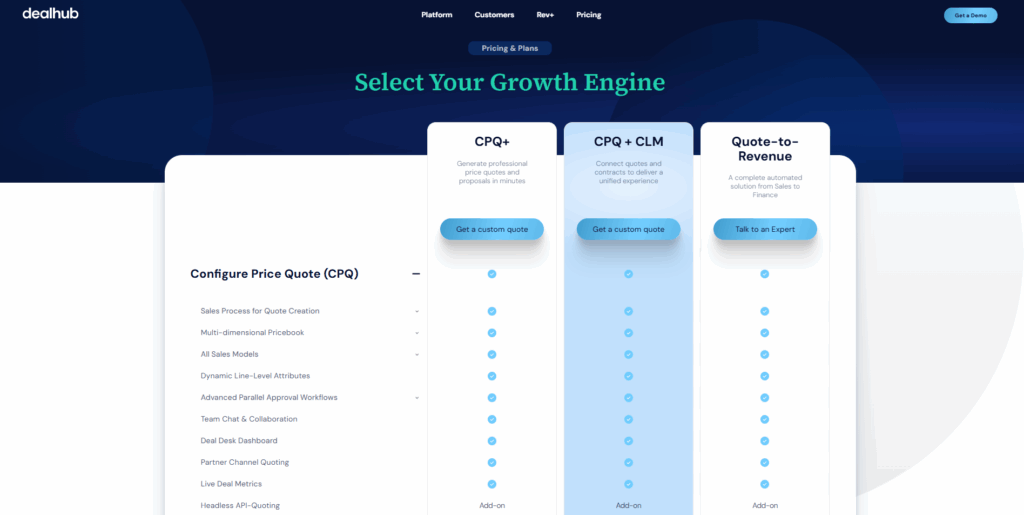 DealHub pricing screenshot
