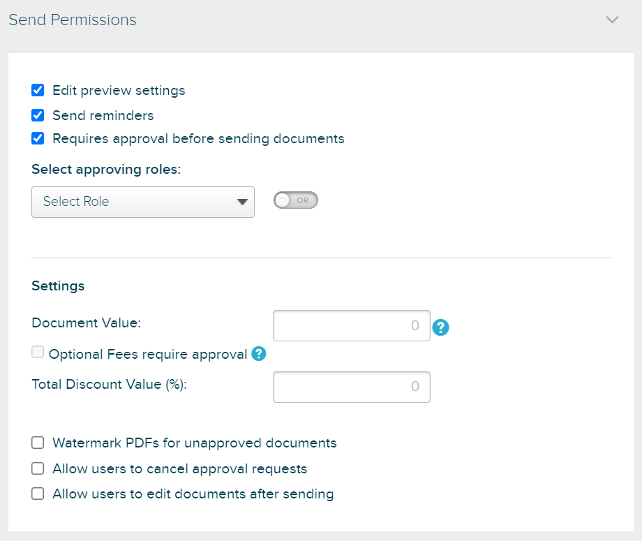 Proposify Role-Based Permissions screenshot