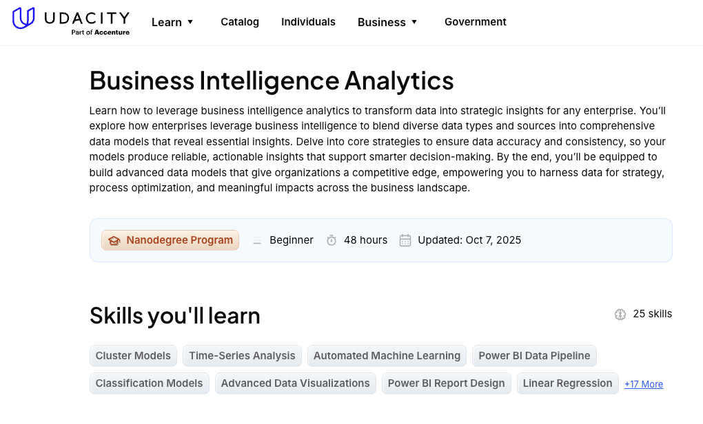 Business Intelligence Analytics by Udacity