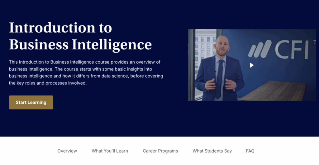 Introduction to Business Intelligence course by the Corporate Finance Institute