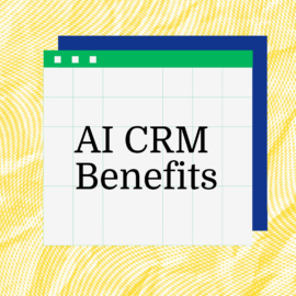 Ai crm benefits text on yellow background