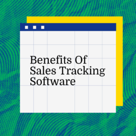 Benefits of sales tracking software text on teal background