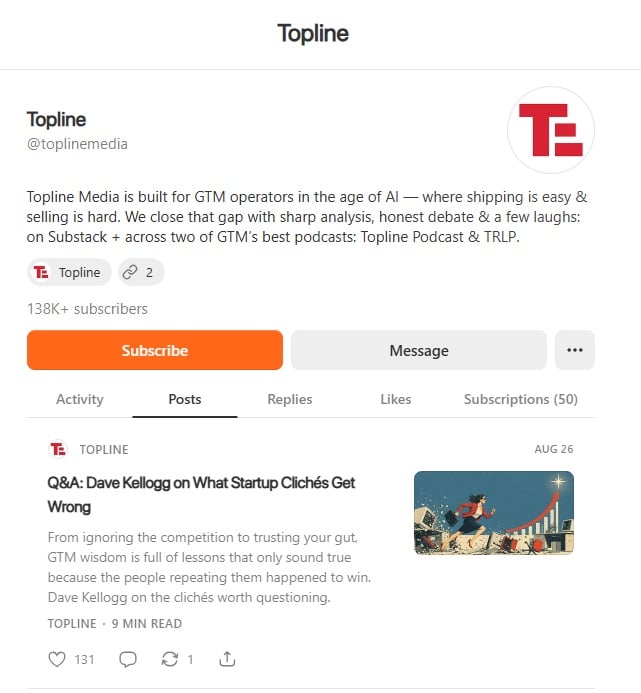 The Topline webpage screenshot